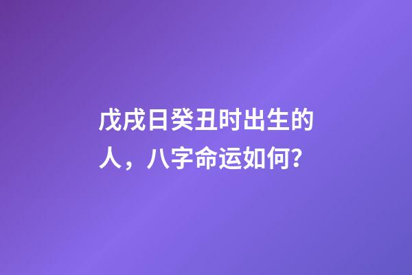 戊戌日癸丑时出生的人，八字命运如何？