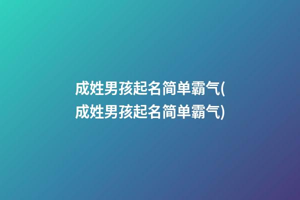成姓男孩起名简单霸气(成姓男孩起名简单霸气)