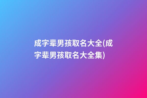 成字辈男孩取名大全(成字辈男孩取名大全集)