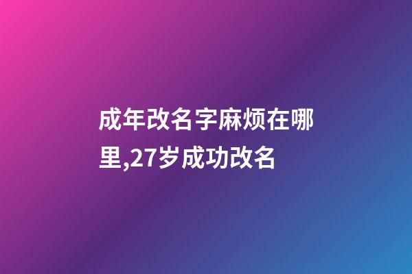 成年改名字麻烦在哪里,27岁成功改名-第1张-观点-玄机派