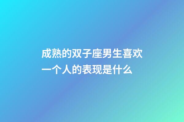 成熟的双子座男生喜欢一个人的表现是什么-第1张-星座运势-玄机派