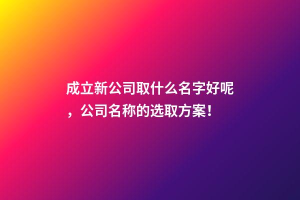 成立新公司取什么名字好呢，公司名称的选取方案！