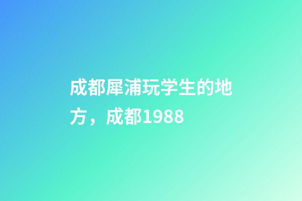 成都犀浦玩学生的地方，成都1988-第1张-观点-玄机派