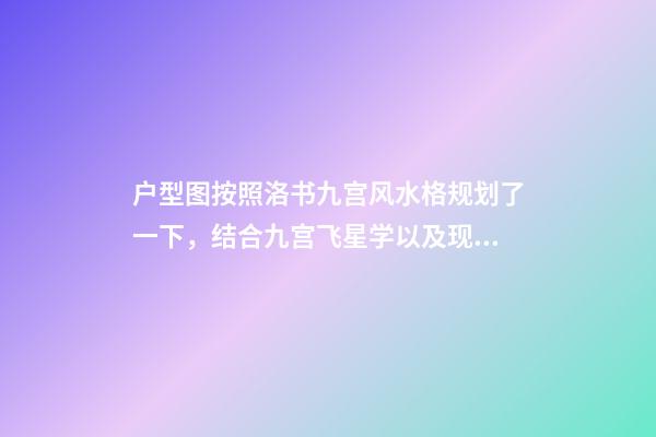 户型图按照洛书九宫风水格规划了一下，结合九宫飞星学以及现代家
