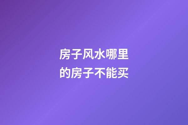 房子风水哪里的房子不能买