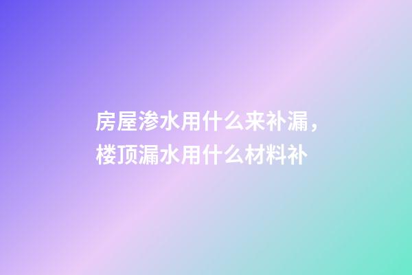 房屋渗水用什么来补漏，楼顶漏水用什么材料补-第1张-观点-玄机派