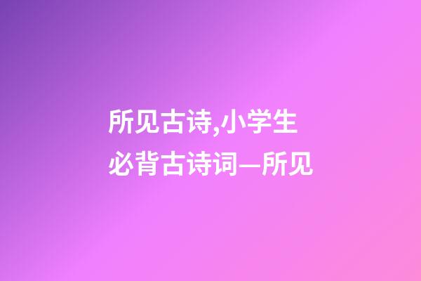 所见古诗,小学生必背古诗词—所见-第1张-观点-玄机派