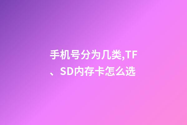 手机号分为几类,TF、SD内存卡怎么选-第1张-观点-玄机派