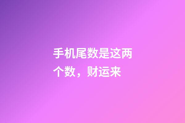 手机尾数是这两个数，财运来