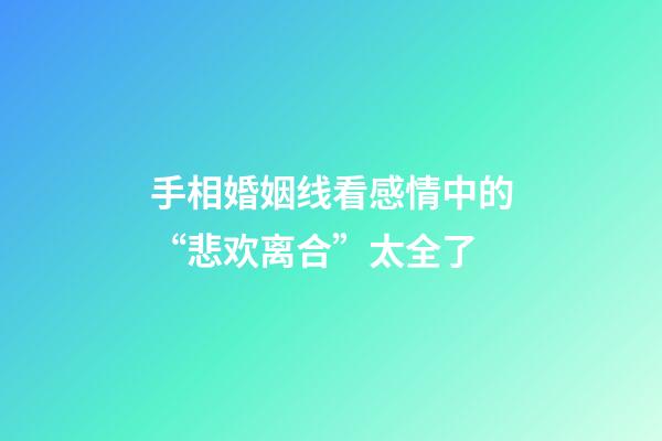 手相婚姻线看感情中的“悲欢离合”太全了