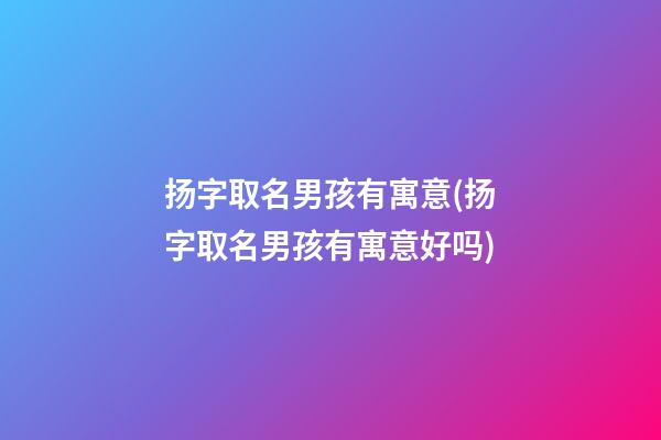扬字取名男孩有寓意(扬字取名男孩有寓意好吗)