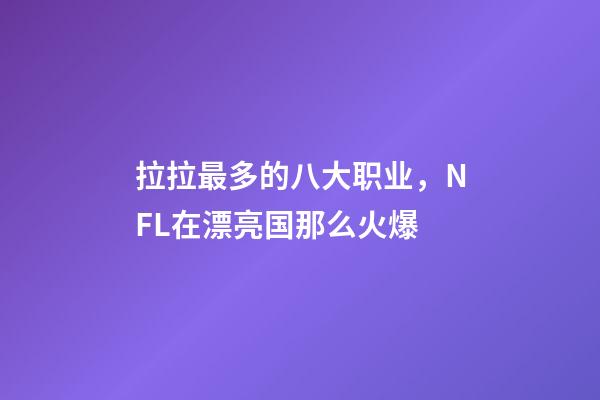 拉拉最多的八大职业，NFL在漂亮国那么火爆-第1张-观点-玄机派