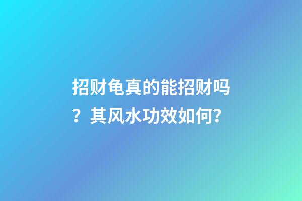 招财龟真的能招财吗？其风水功效如何？