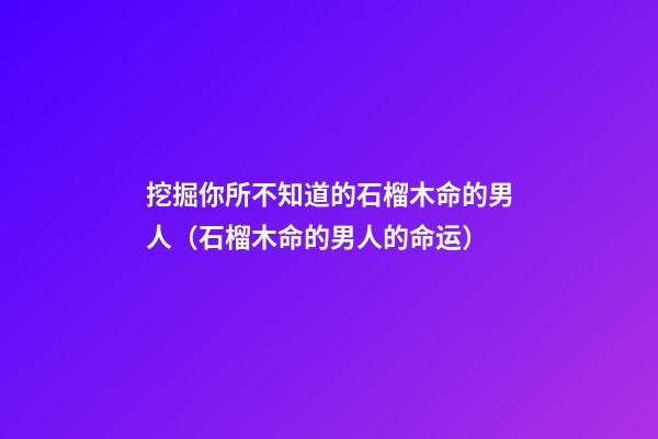 挖掘你所不知道的石榴木命的男人（石榴木命的男人的命运）