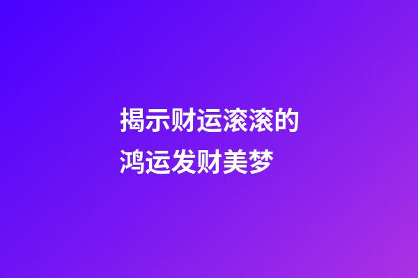 揭示财运滚滚的鸿运发财美梦