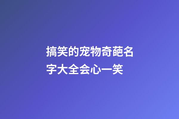 搞笑的宠物奇葩名字大全会心一笑