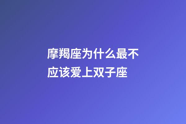 摩羯座为什么最不应该爱上双子座-第1张-星座运势-玄机派