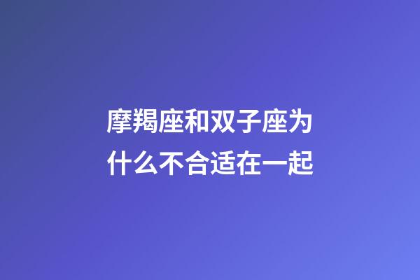 摩羯座和双子座为什么不合适在一起-第1张-星座运势-玄机派