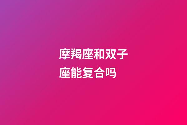 摩羯座和双子座能复合吗-第1张-星座运势-玄机派