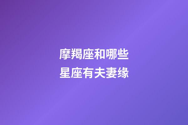 摩羯座和哪些星座有夫妻缘-第1张-星座运势-玄机派