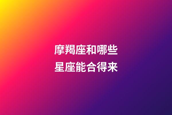 摩羯座和哪些星座能合得来-第1张-星座运势-玄机派