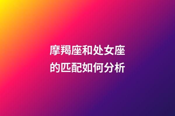 摩羯座和处女座的匹配如何分析-第1张-星座运势-玄机派