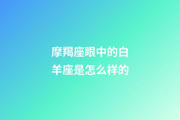 摩羯座眼中的白羊座是怎么样的-第1张-星座运势-玄机派