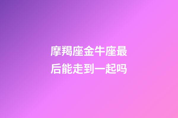 摩羯座金牛座最后能走到一起吗-第1张-星座运势-玄机派