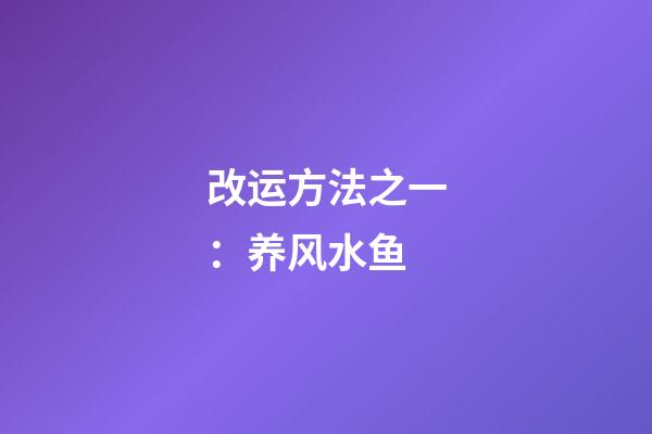 改运方法之一：养风水鱼