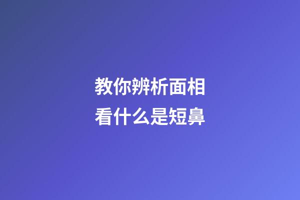 教你辨析面相看什么是短鼻