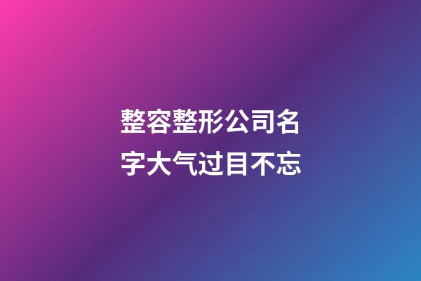 整容整形公司名字大气过目不忘