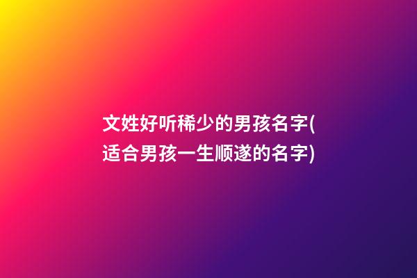 文姓好听稀少的男孩名字(适合男孩一生顺遂的名字)