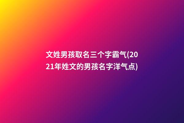 文姓男孩取名三个字霸气(2021年姓文的男孩名字洋气点)
