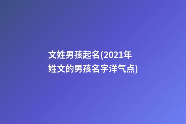 文姓男孩起名(2021年姓文的男孩名字洋气点)