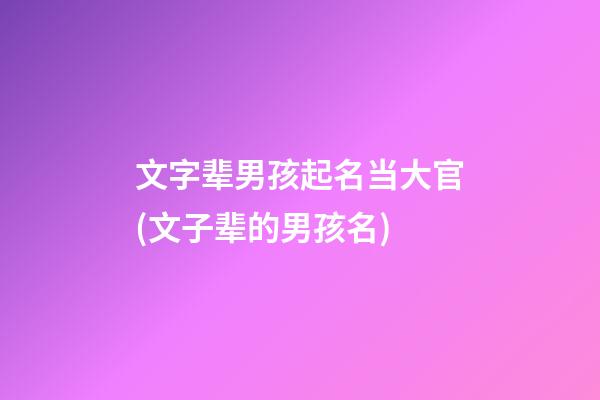文字辈男孩起名当大官(文子辈的男孩名)