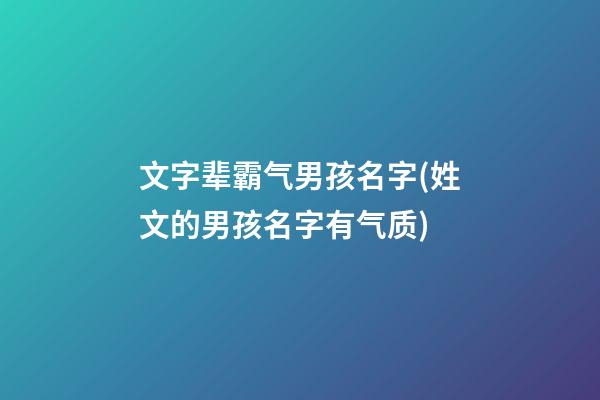 文字辈霸气男孩名字(姓文的男孩名字有气质)