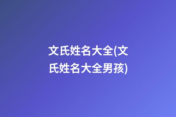 文氏姓名大全(文氏姓名大全男孩)