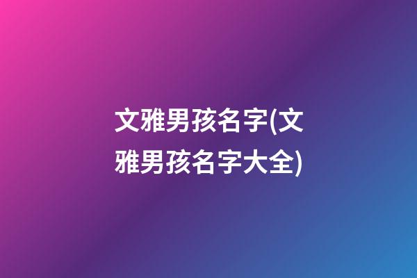 文雅男孩名字(文雅男孩名字大全)