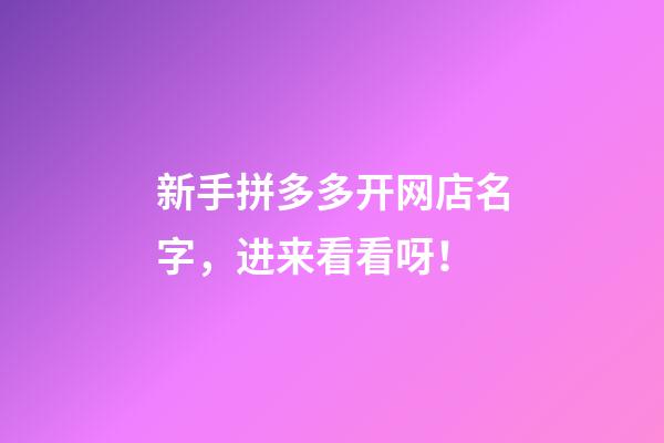 新手拼多多开网店名字，进来看看呀！-第1张-店铺起名-玄机派