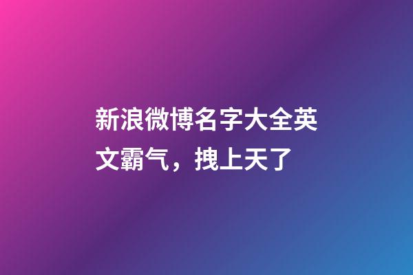 新浪微博名字大全英文霸气，拽上天了
