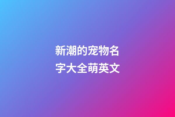 新潮的宠物名字大全萌英文