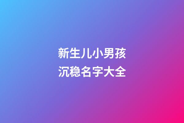 新生儿小男孩沉稳名字大全