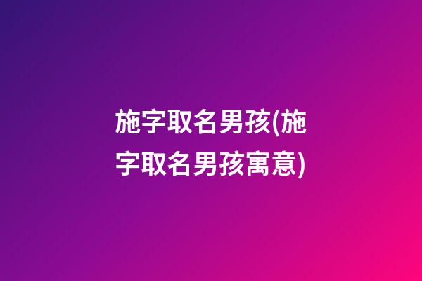 施字取名男孩(施字取名男孩寓意)