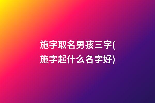 施字取名男孩三字(施字起什么名字好)