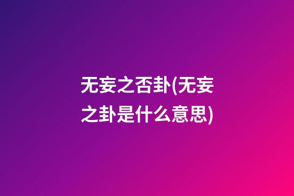 无妄之否卦(无妄之卦是什么意思)