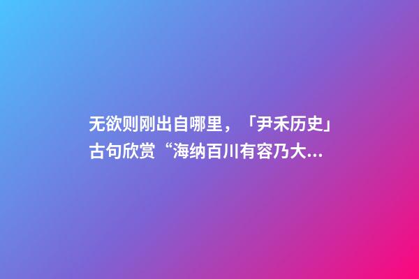 无欲则刚出自哪里，「尹禾历史」古句欣赏“海纳百川有容乃大”是一种什么样的包容-第1张-观点-玄机派