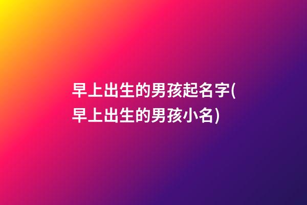 早上出生的男孩起名字(早上出生的男孩小名)