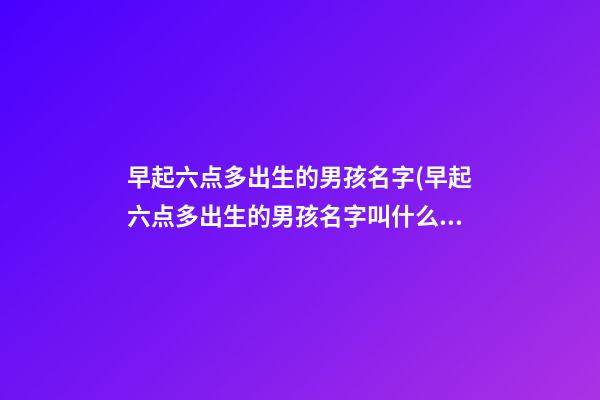 早起六点多出生的男孩名字(早起六点多出生的男孩名字叫什么)