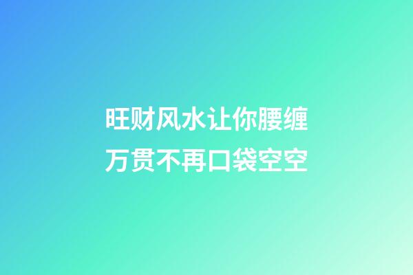 旺财风水让你腰缠万贯不再口袋空空