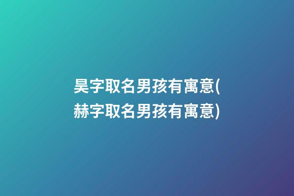 昊字取名男孩有寓意(赫字取名男孩有寓意)